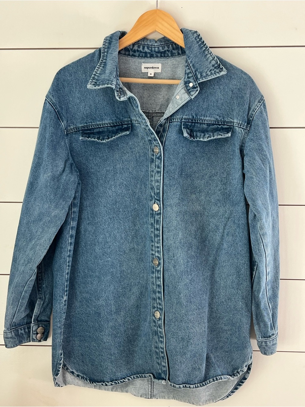 superdown Washed Denim Mini Dress western festival cowgirl
